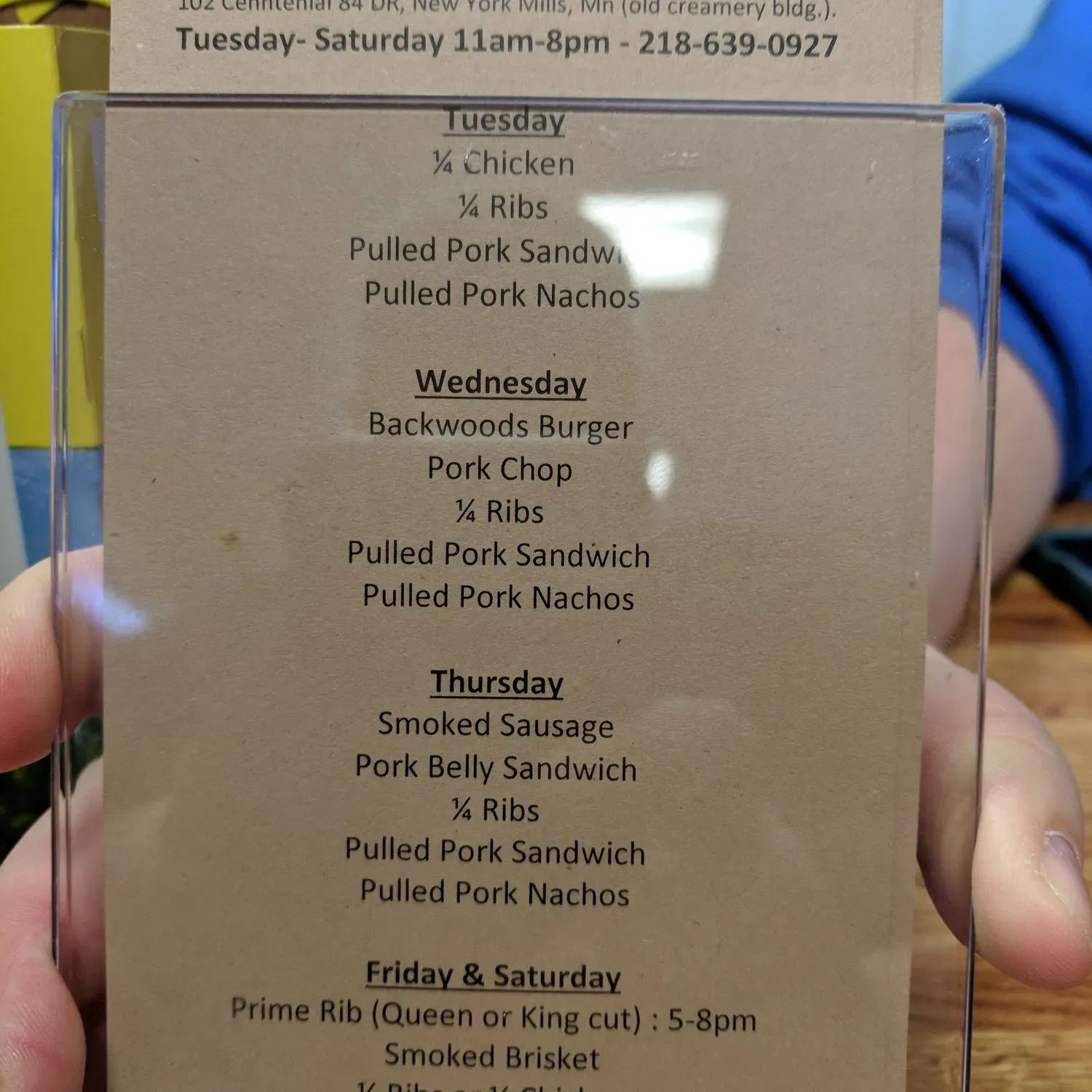 Backwoods BBQ Menu - Updated October 2025