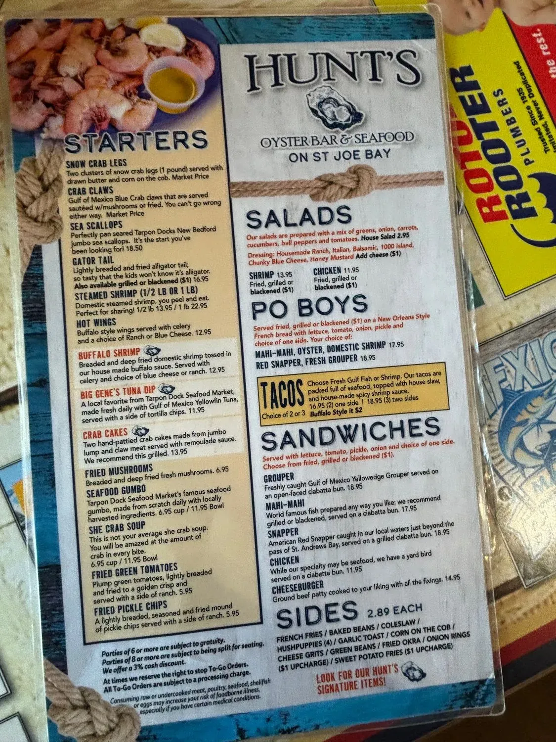 Hunt's on St Joe Bay Menu - Updated October 2025