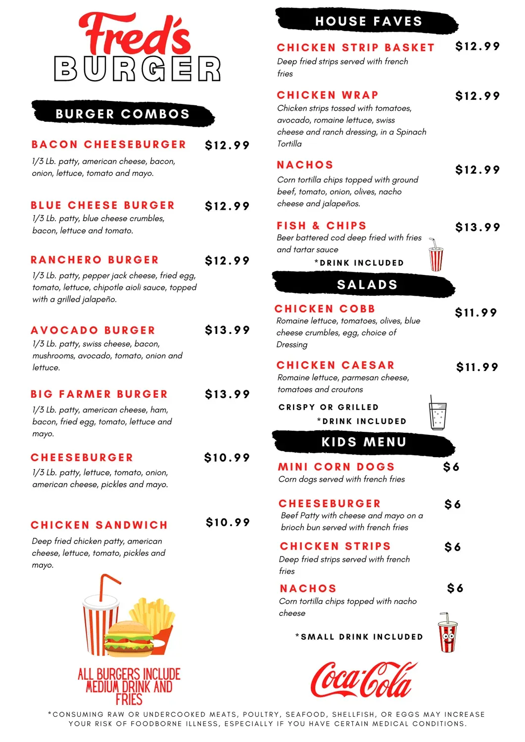 Fred's Burger Menu | Zillah, WA | Checkle