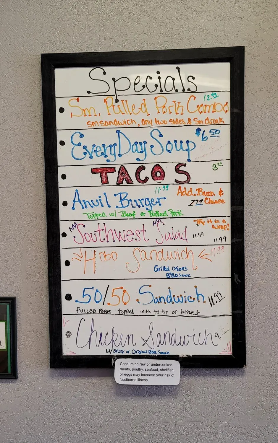 The Anvil BBQ Menu - Updated October 2025