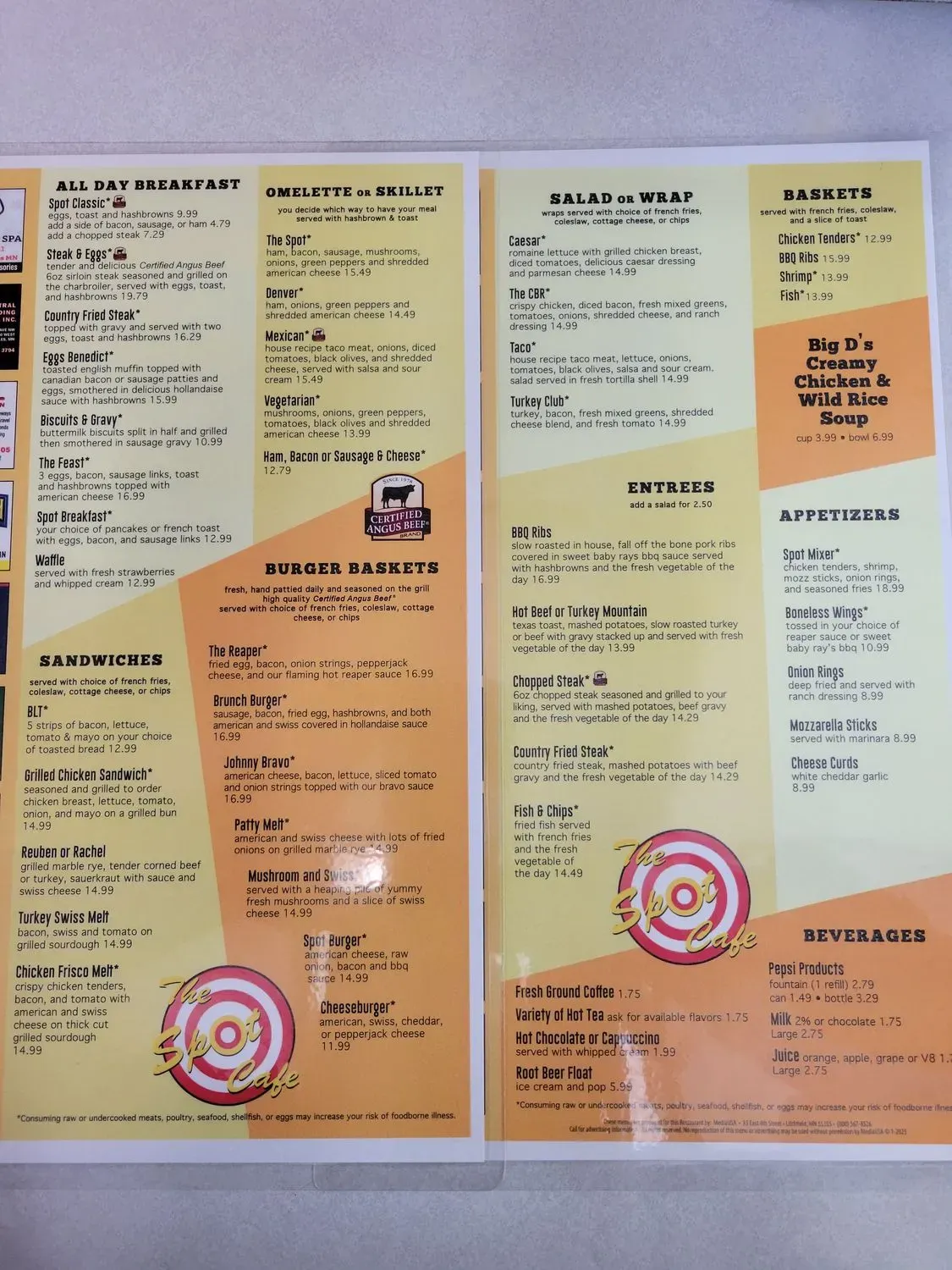 Spot Cafe Menu - Updated October 2025