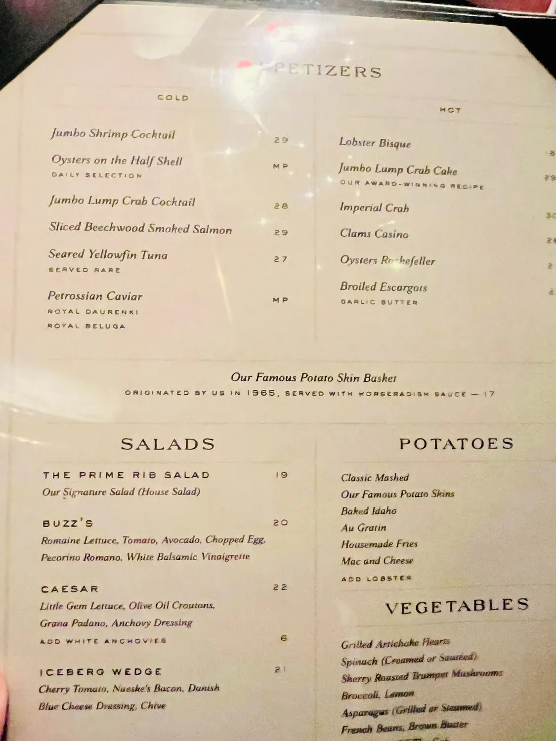 The Prime Rib Menu - Updated October 2025