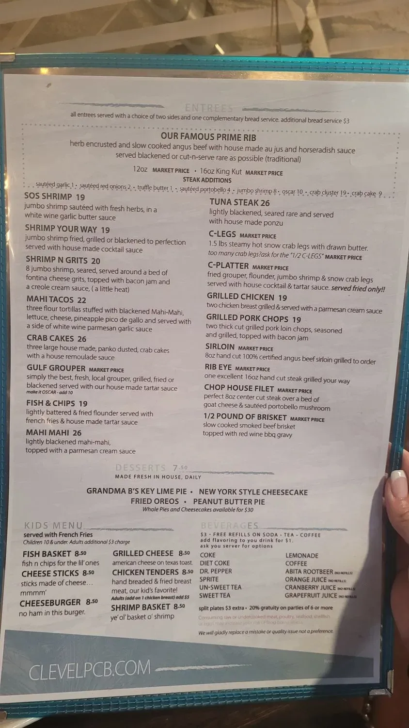 C Level - Seafood & Steakhouse Restaurant Menu - Updated October 2025