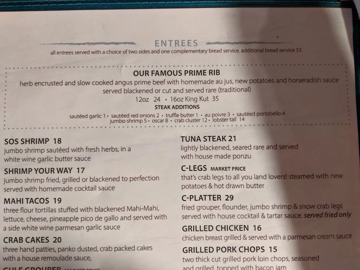 C Level - Seafood & Steakhouse Restaurant Menu - Updated October 2025