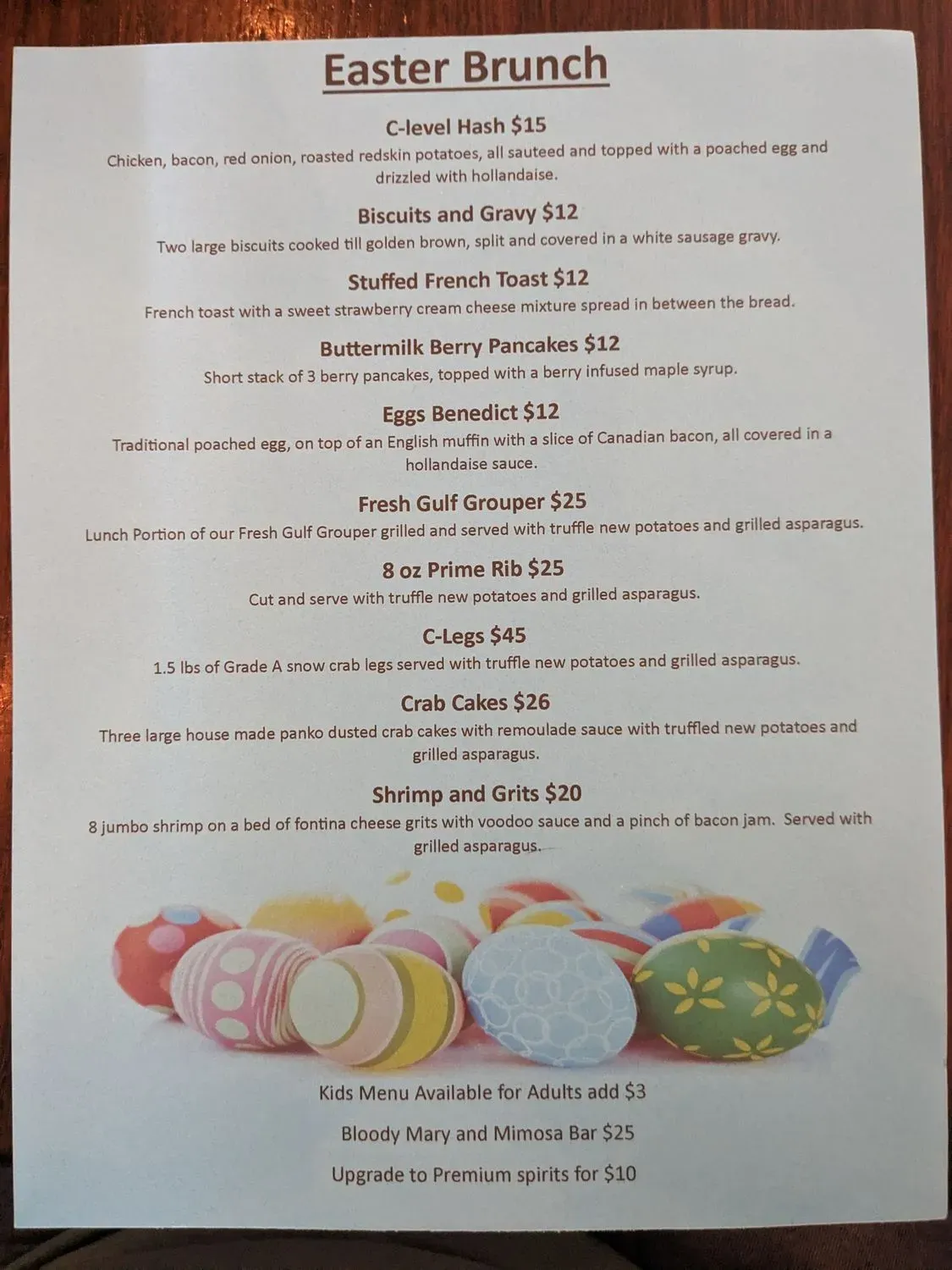 C Level - Seafood & Steakhouse Restaurant Menu - Updated October 2025
