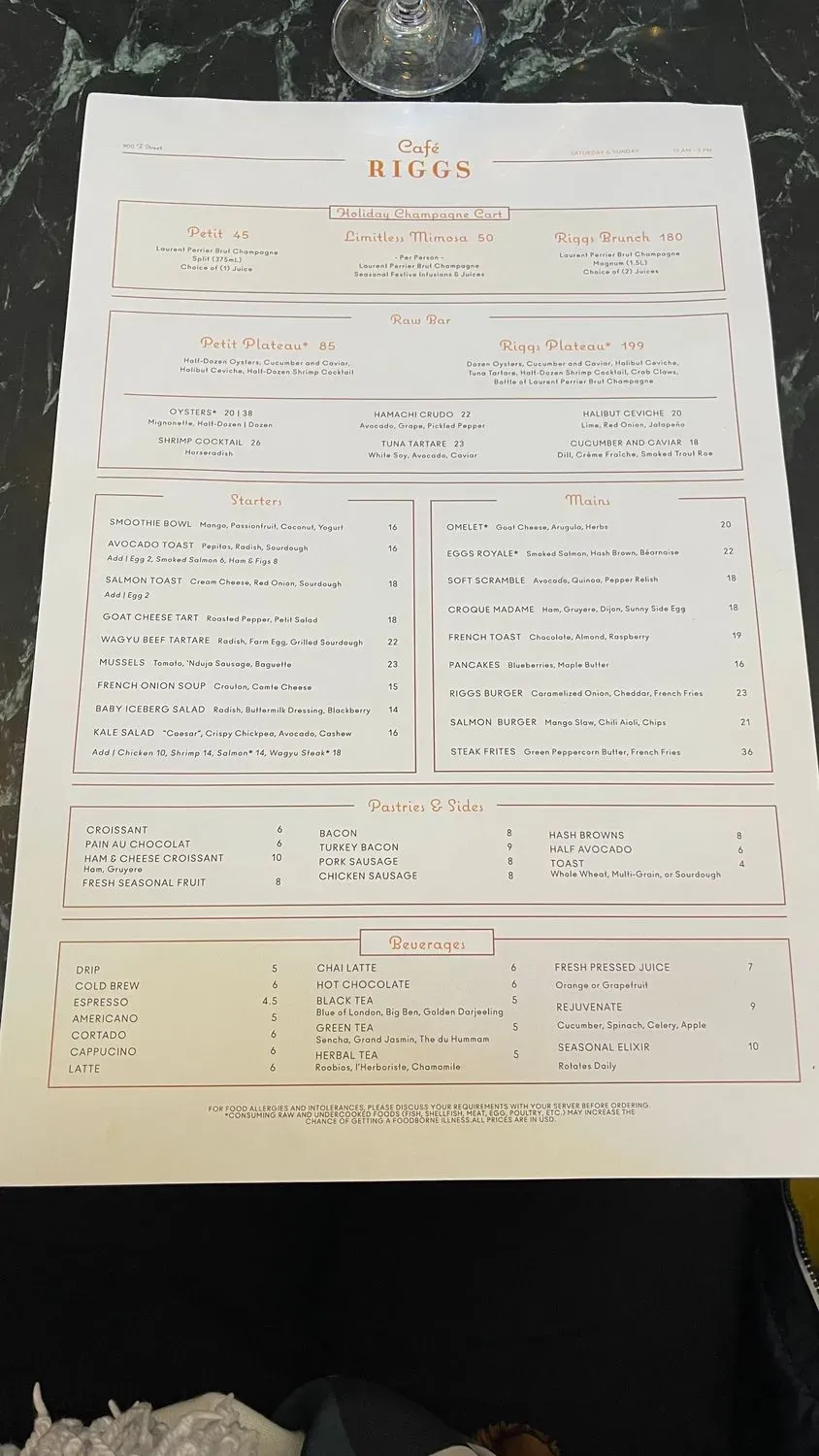 Café Riggs Menu - Updated October 2025
