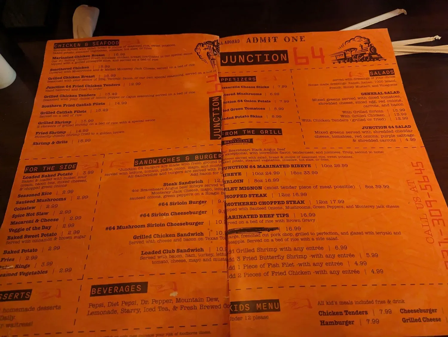 Junction 64 Menu - Updated October 2025