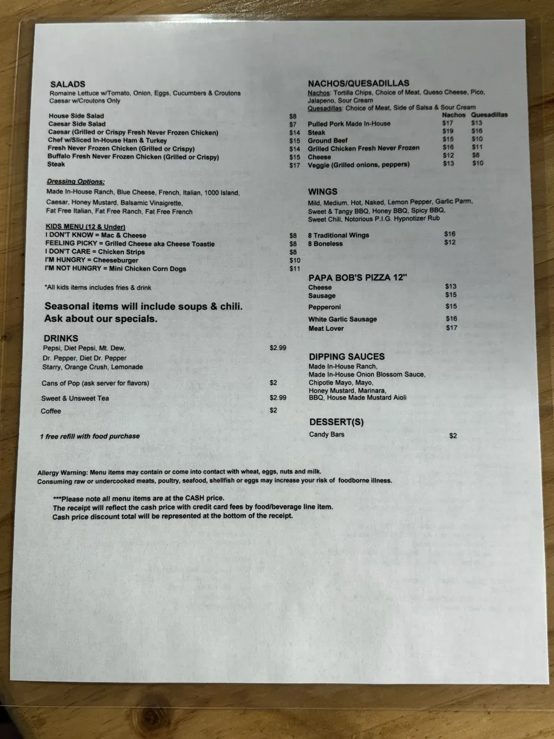Stix on 36 Menu - Updated October 2025