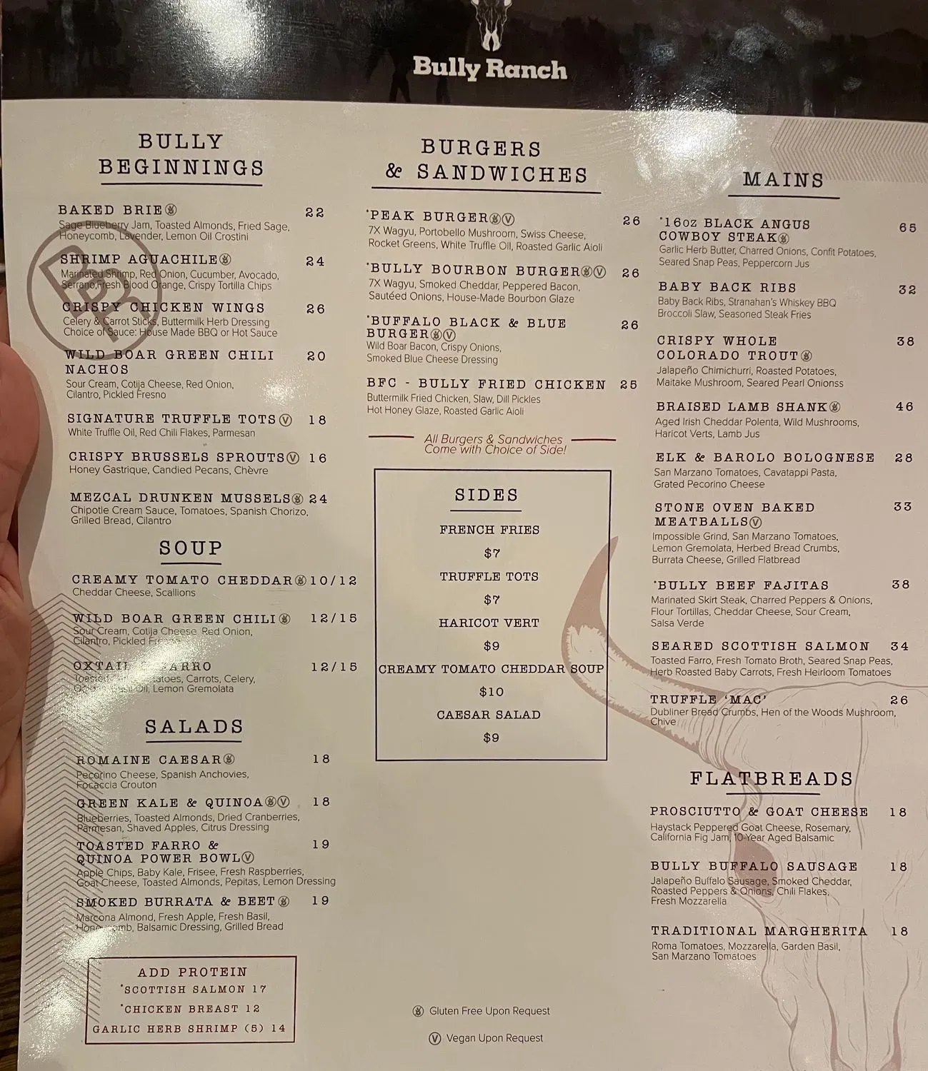 Bully Ranch Restaurant Menu - Updated October 2025