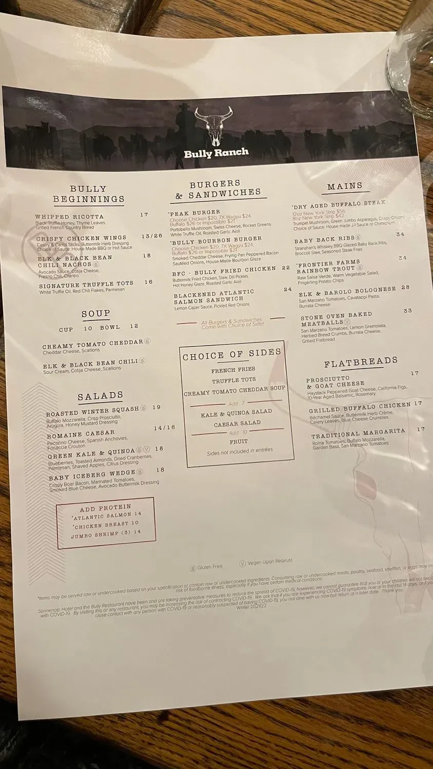 Bully Ranch Restaurant Menu - Updated October 2025