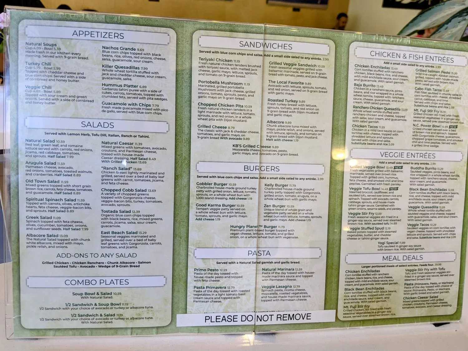 Natural Cafe Menu - Updated October 2025