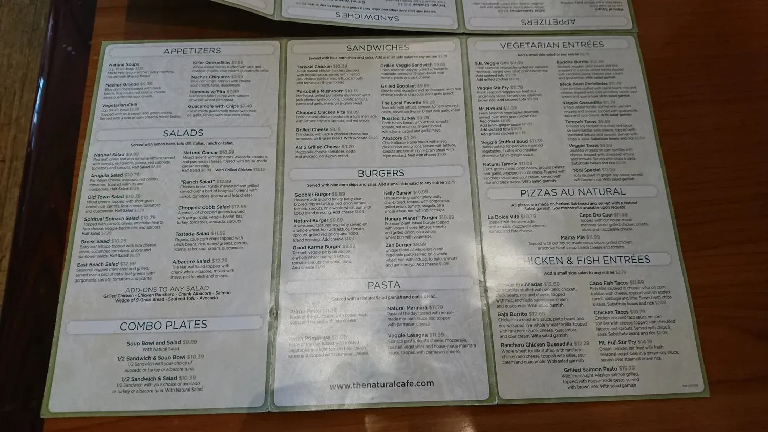 Natural Cafe Menu - Updated October 2025