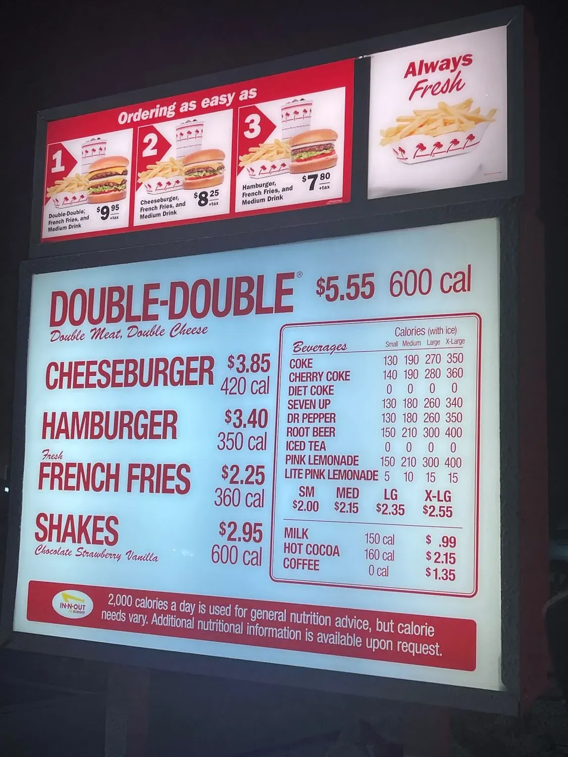 In-N-Out Burger Menu - Updated October 2025