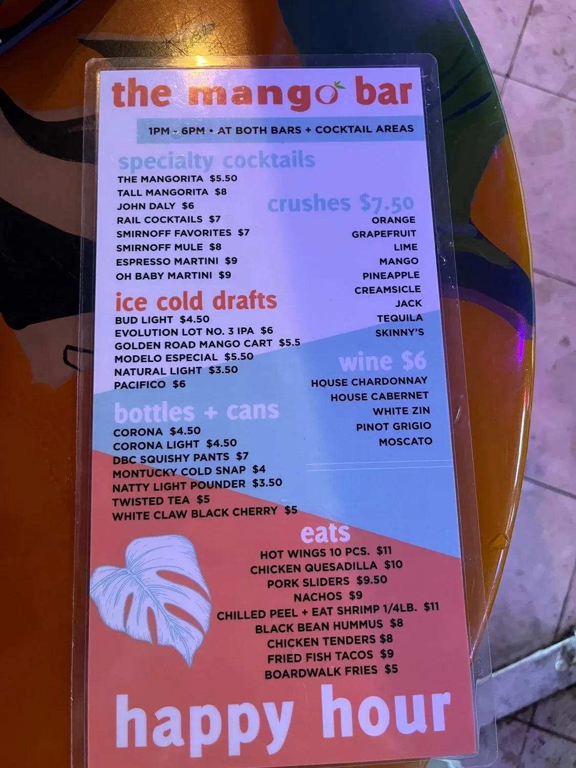 Mango's Menu - Updated October 2025