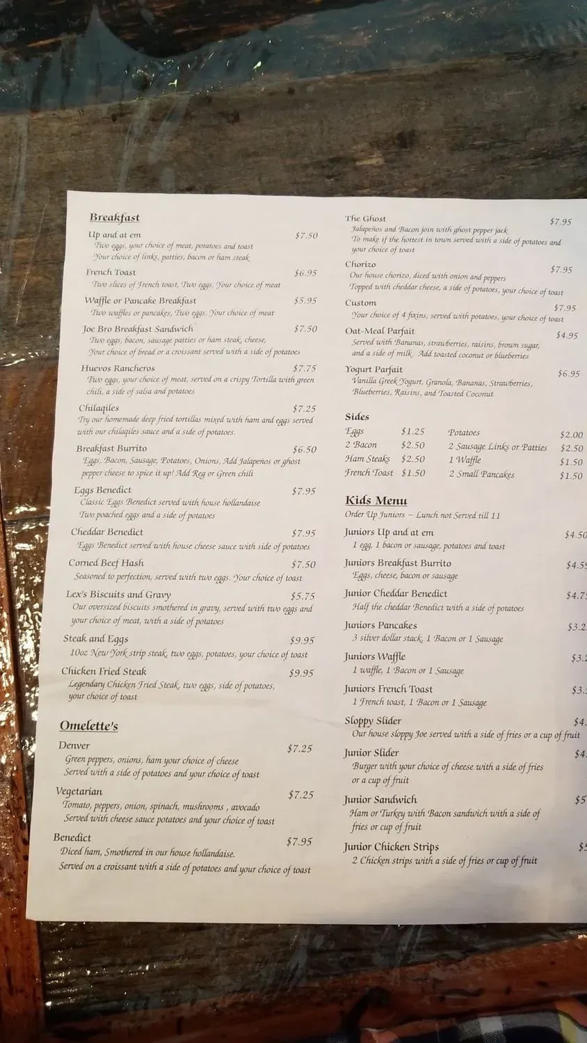 Order Up Menu - Updated October 2025