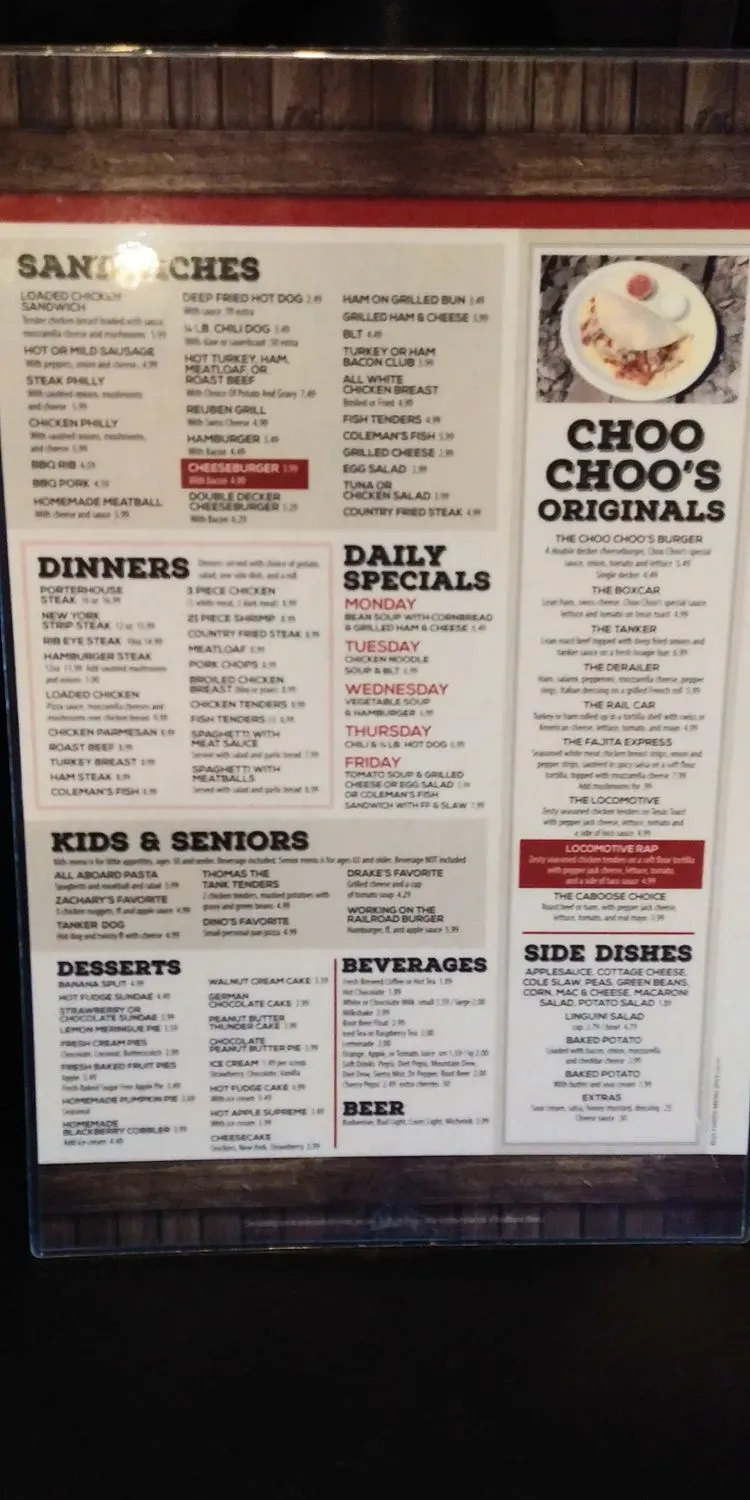 Choo-Choo's Restaurant LLC Menu - Updated October 2025