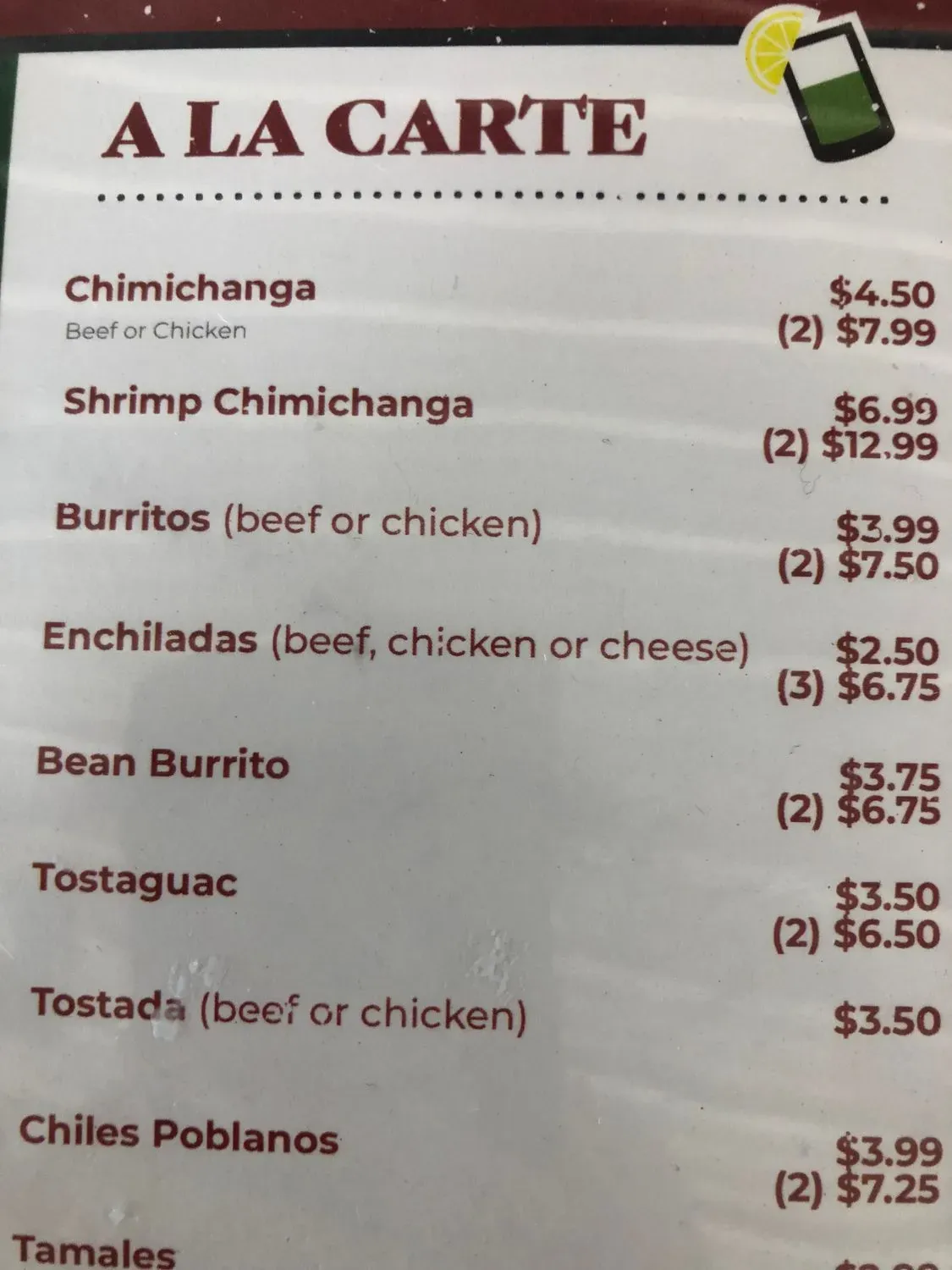 Mi Rancho Mexican Grill. Menu - Updated October 2025
