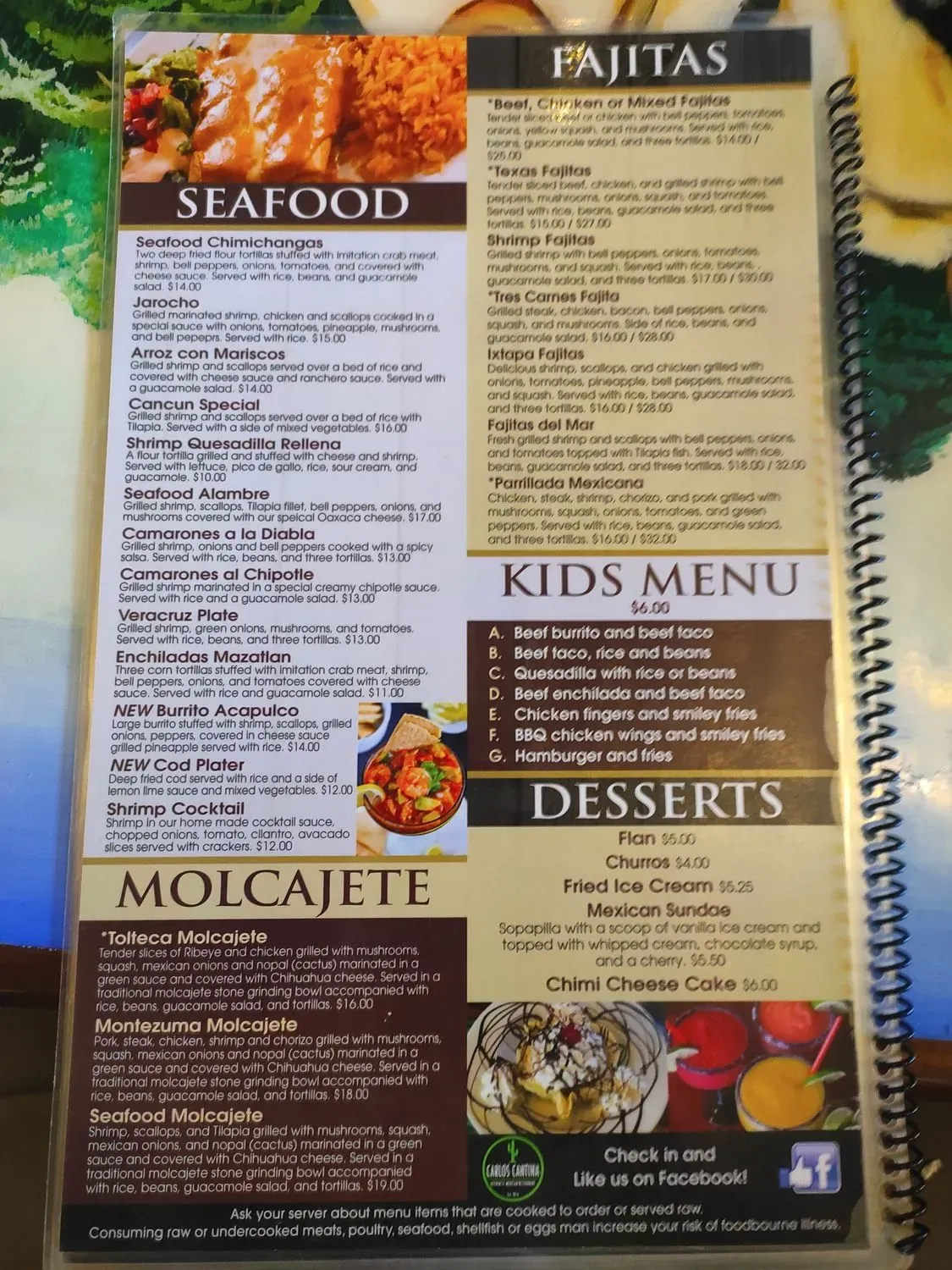 Carlos Cantina Menu - Updated October 2025