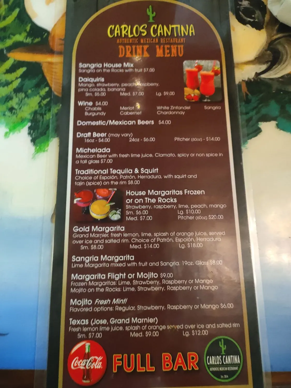 Carlos Cantina Menu - Updated October 2025