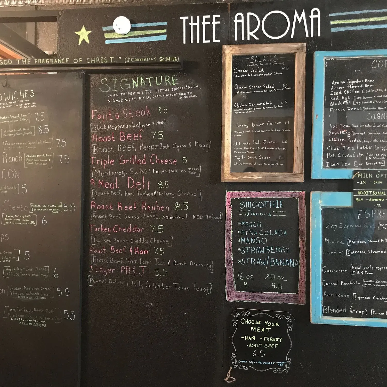 Thee Aroma Sandwich Salad and Espresso Bar Menu - Updated October 2025