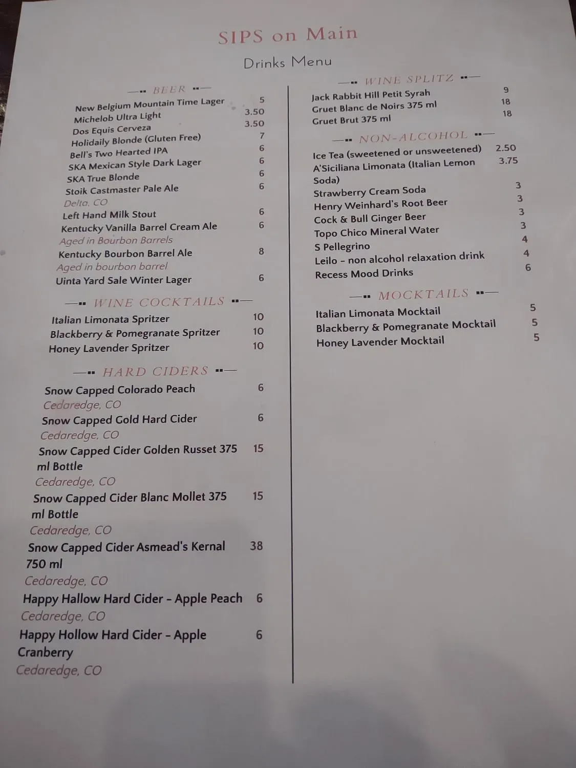 SIPS On Main Menu - Updated October 2025