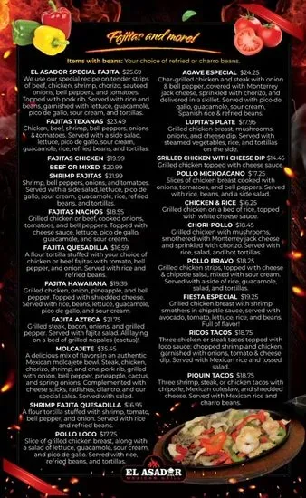 El asador mexican food menu sonomes