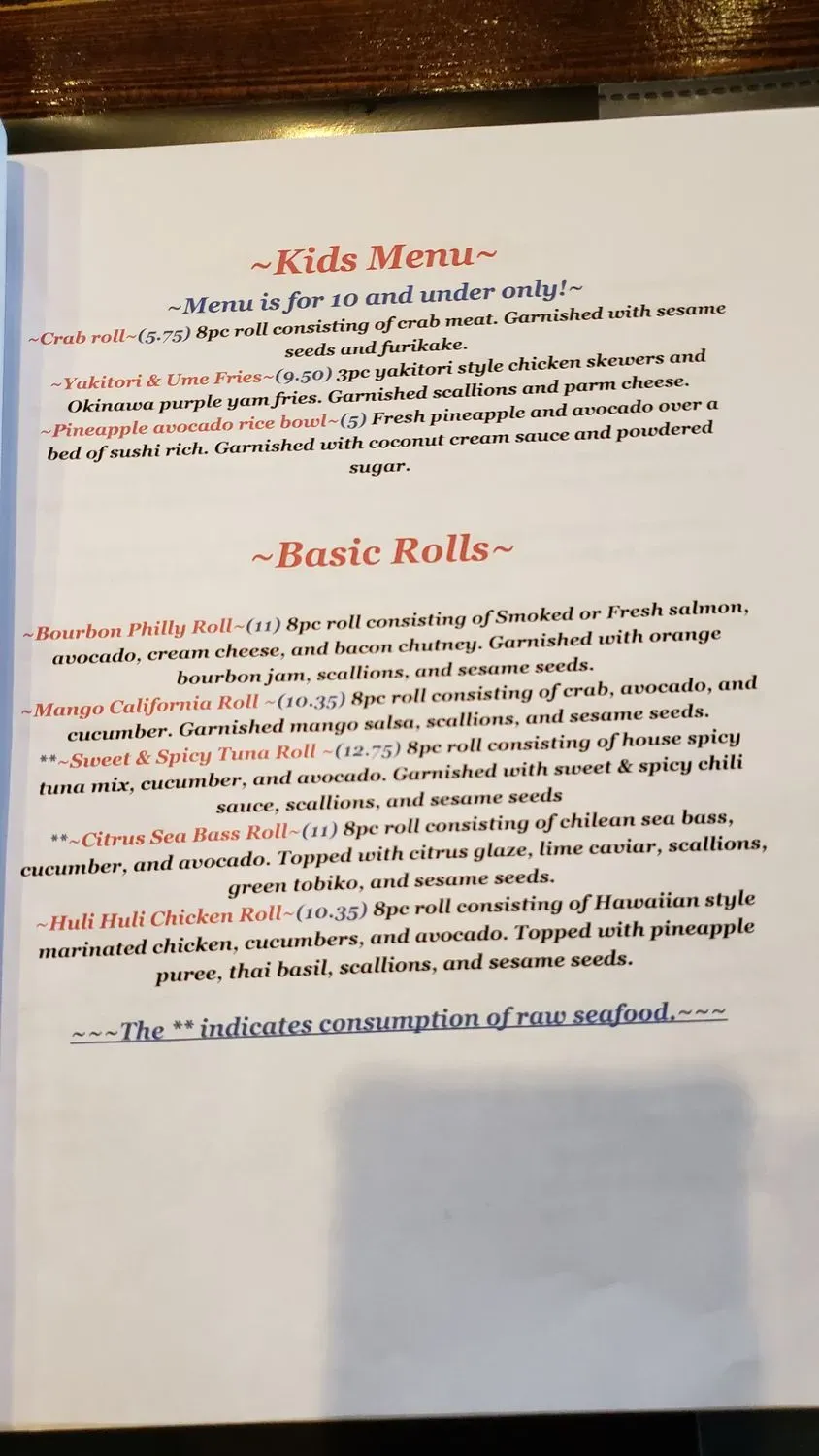 Menu 5