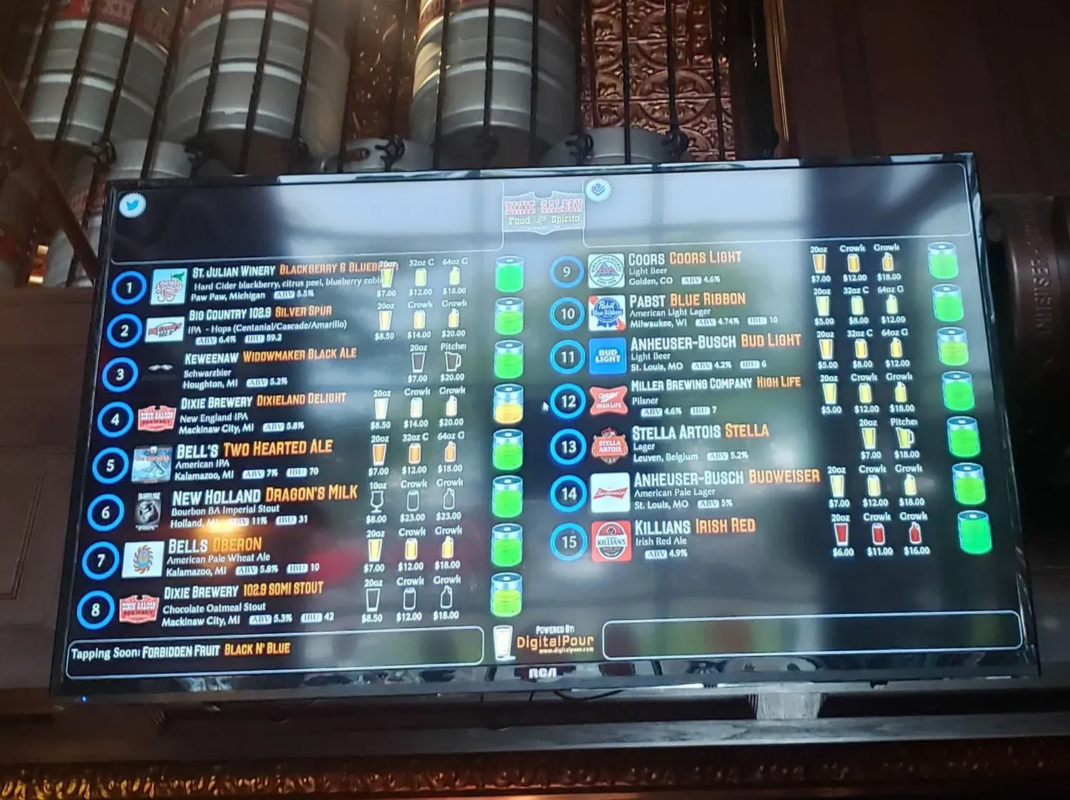 Dixie Saloon Menu - Updated October 2025
