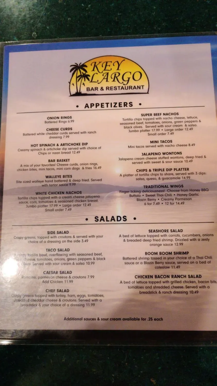 Key Largo Menu - Updated October 2025