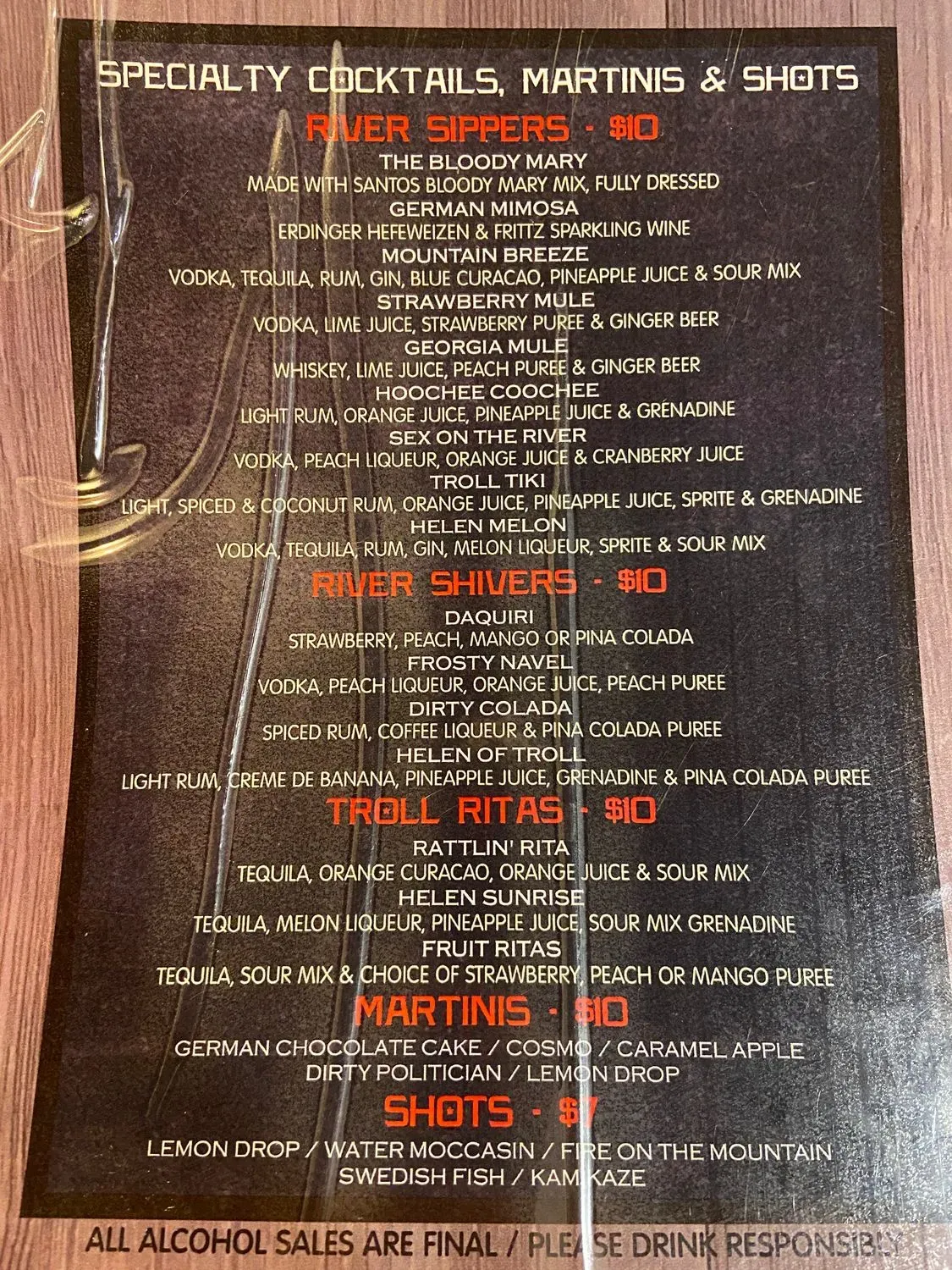 The Troll Tavern Menu - Updated October 2025