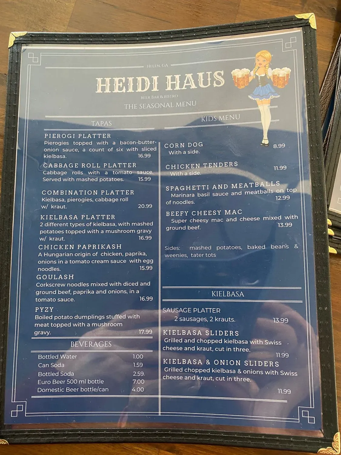 Heidi Haus Menu - Updated October 2025