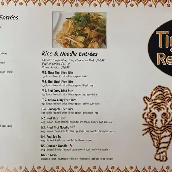 Tiger Thai Restaurant Menu Cheboygan, MI Checkle