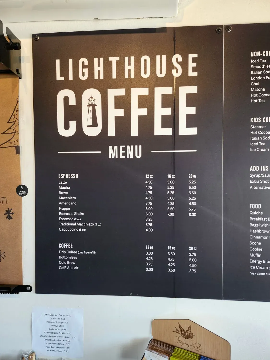 Lighthouse Coffee Menu - Updated October 2025
