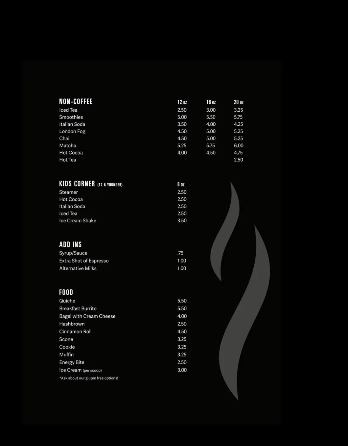 Lighthouse Coffee Menu - Updated October 2025
