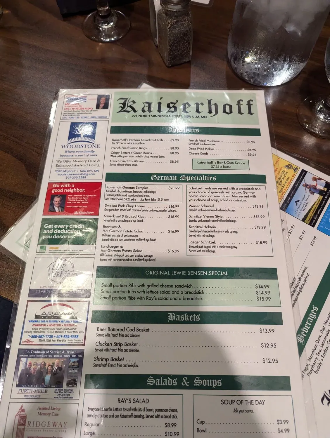 Kaiserhoff New Ulm Menu - Updated October 2025