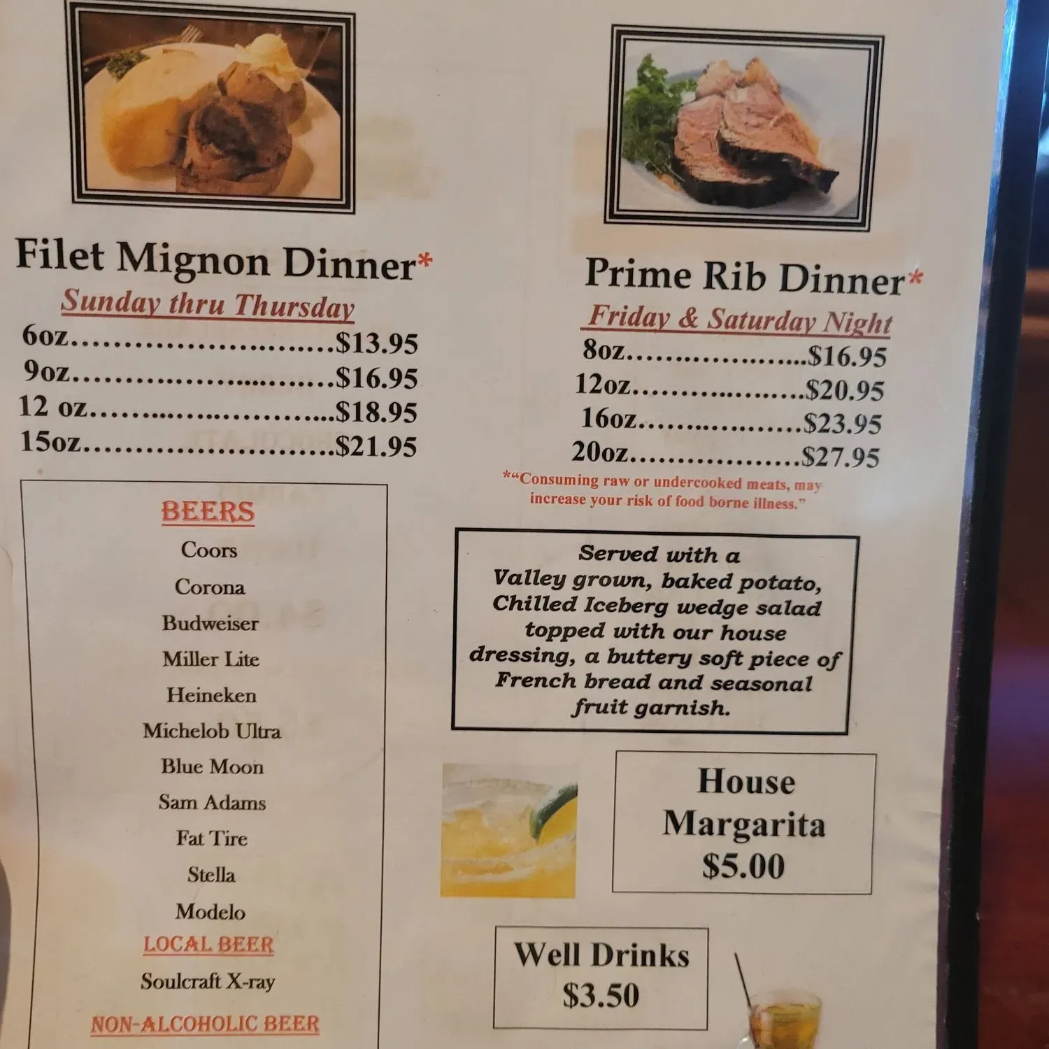 Quincys Menu - Updated October 2025
