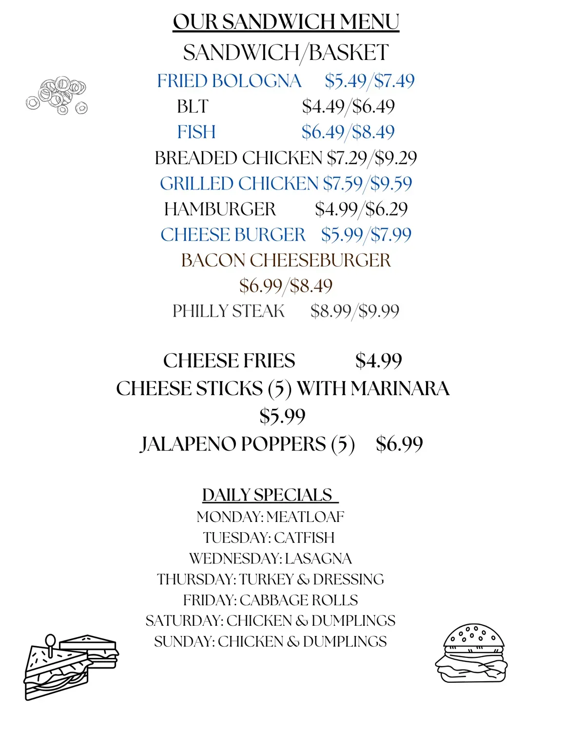 Janet's LLC Menu - Updated October 2025