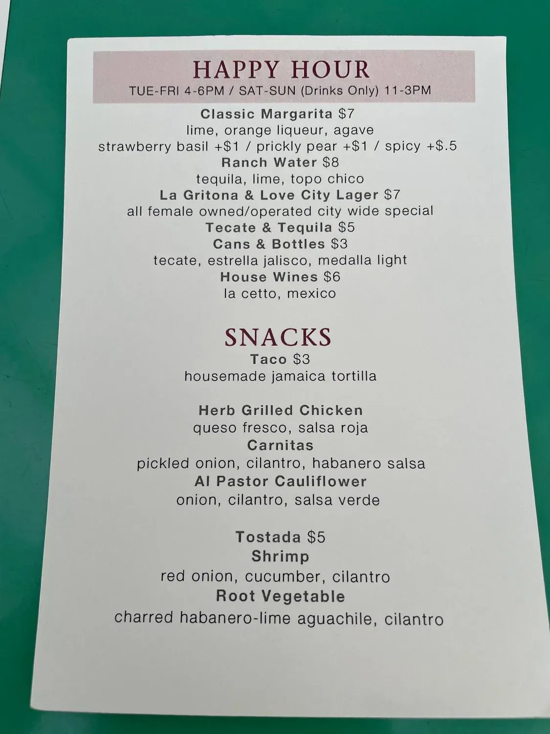 Menu 5