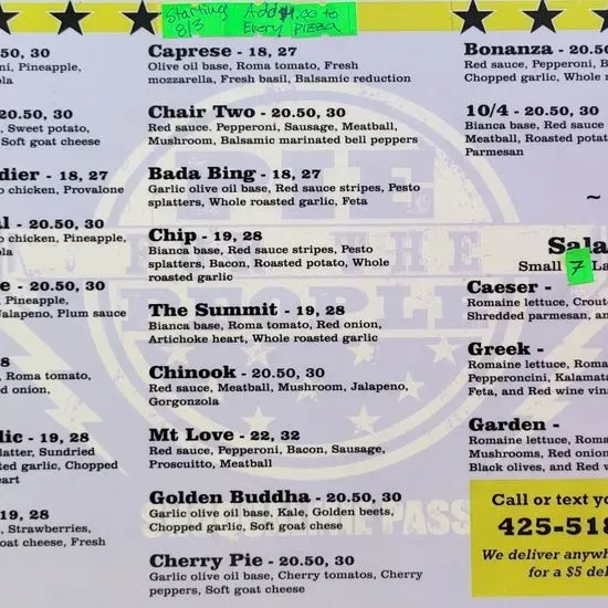 Pie For the People NW Menu Snoqualmie Pass, WA Checkle