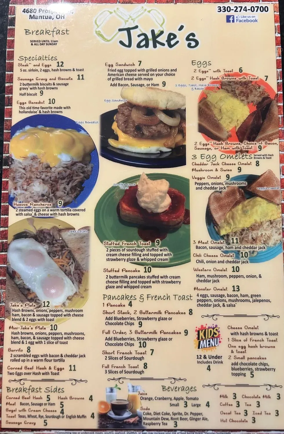 Jake's Eats Menu - Updated October 2025
