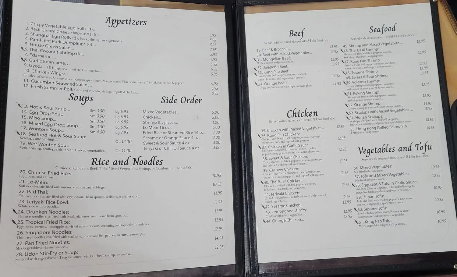 Asian Cafe Menu - Updated November 2025