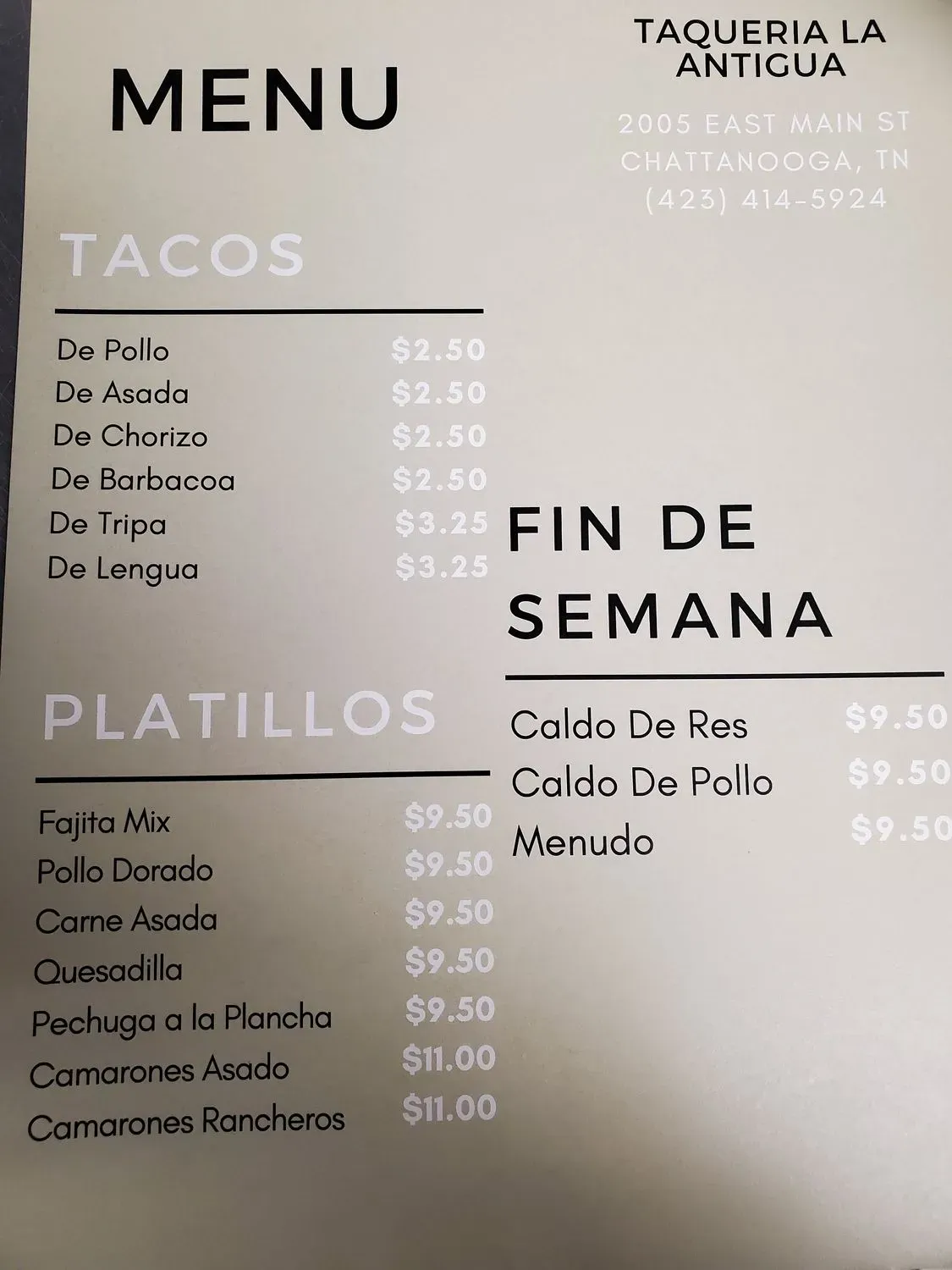 Menu 1