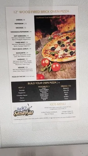 Parker's Sandbar Menu | Sturgeon Lake, MN | Checkle