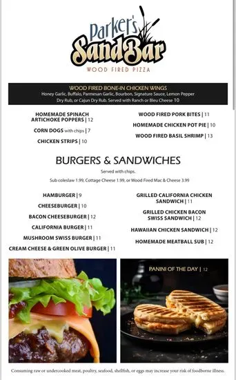 Parker's Sandbar Menu | Sturgeon Lake, MN | Checkle