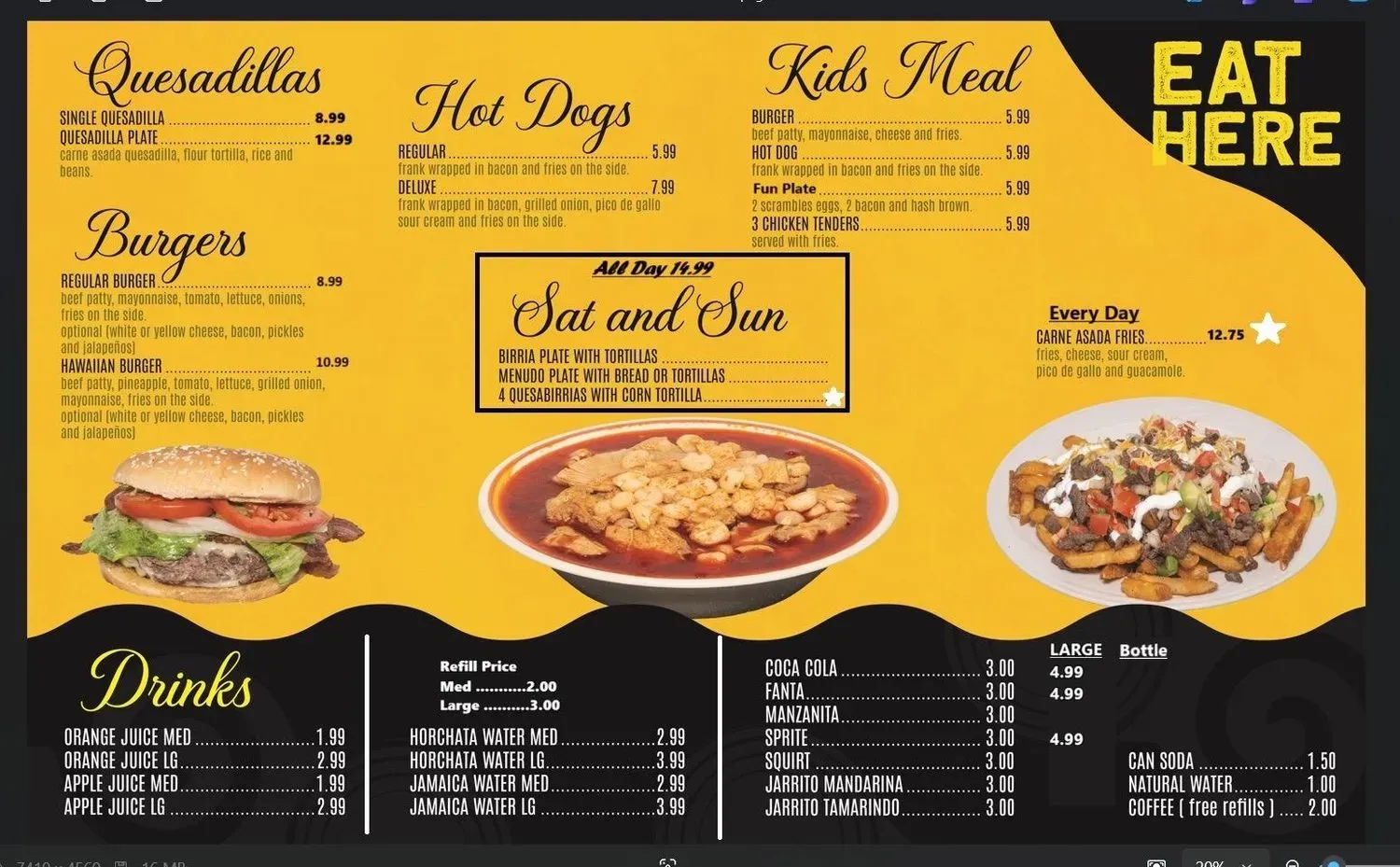 Rush Cafe Menu - Updated November 2025