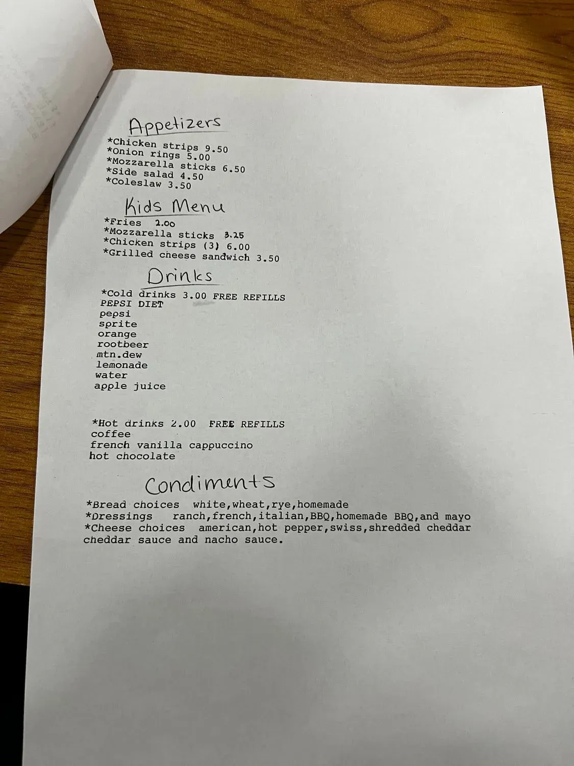 Homestyle Diner Menu - Updated November 2025