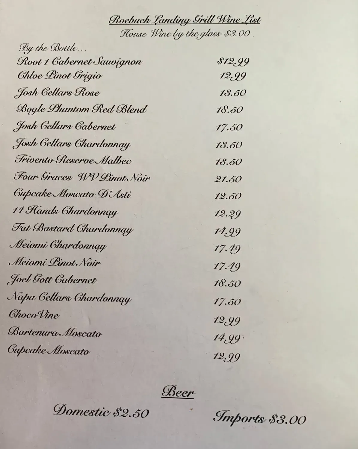 Roebuck Landing Grill & Grocery Menu - Updated August 2025