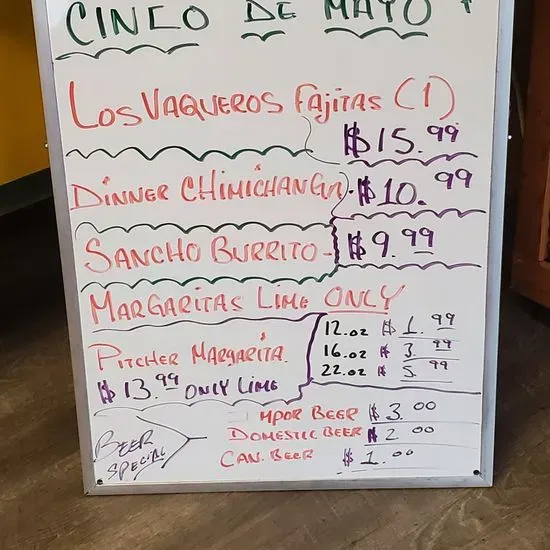 Los Vaqueros Mexican Restaurant Menu Overbrook, KS Checkle