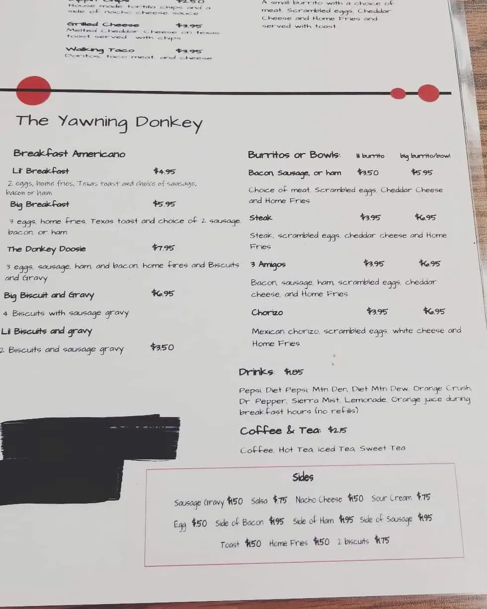 The Saucy Donkey Menu - Updated November 2025