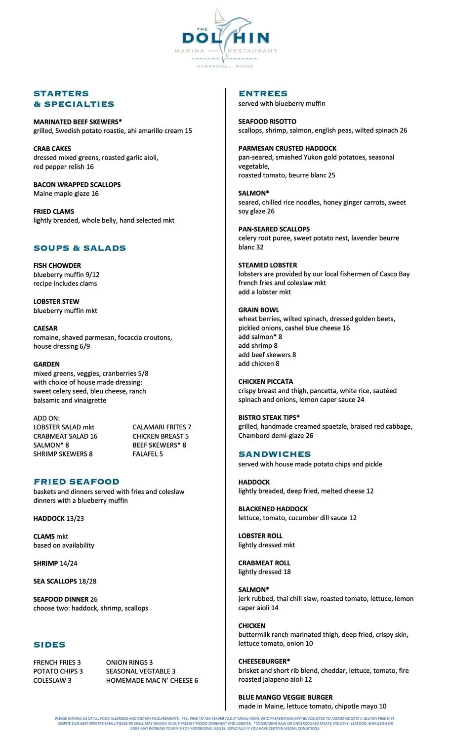 Dolphin Marina & Restaurant Menu - Updated November 2025
